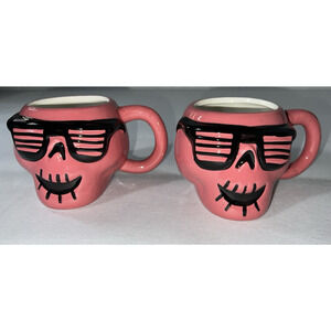 Hyde & Eek Pink Skull Earthenware Coffee Cups Mugs Target Set Of 2